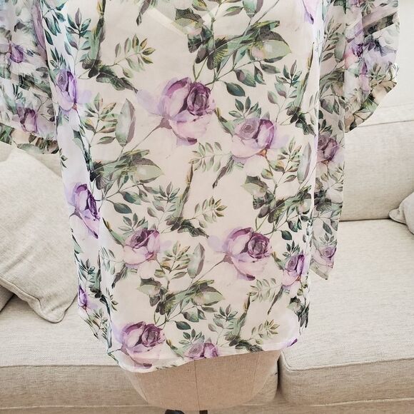 INC Floral Puff-Sleeve Blouse - Picture 4 of 13